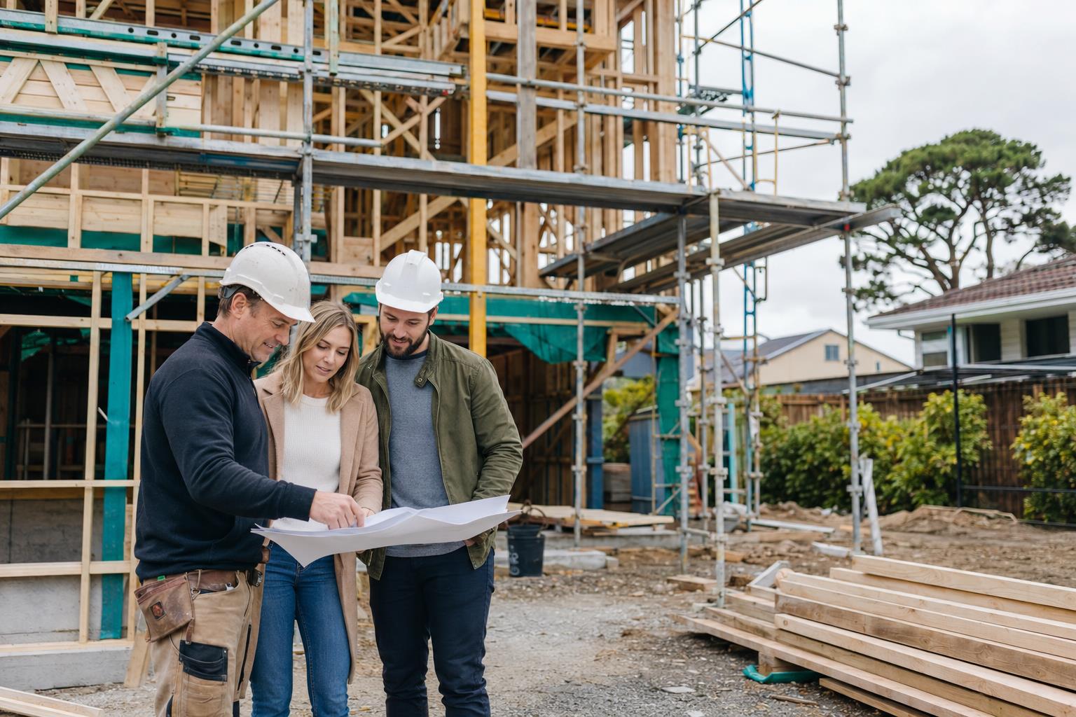 A residential home under construction in New Zealand
