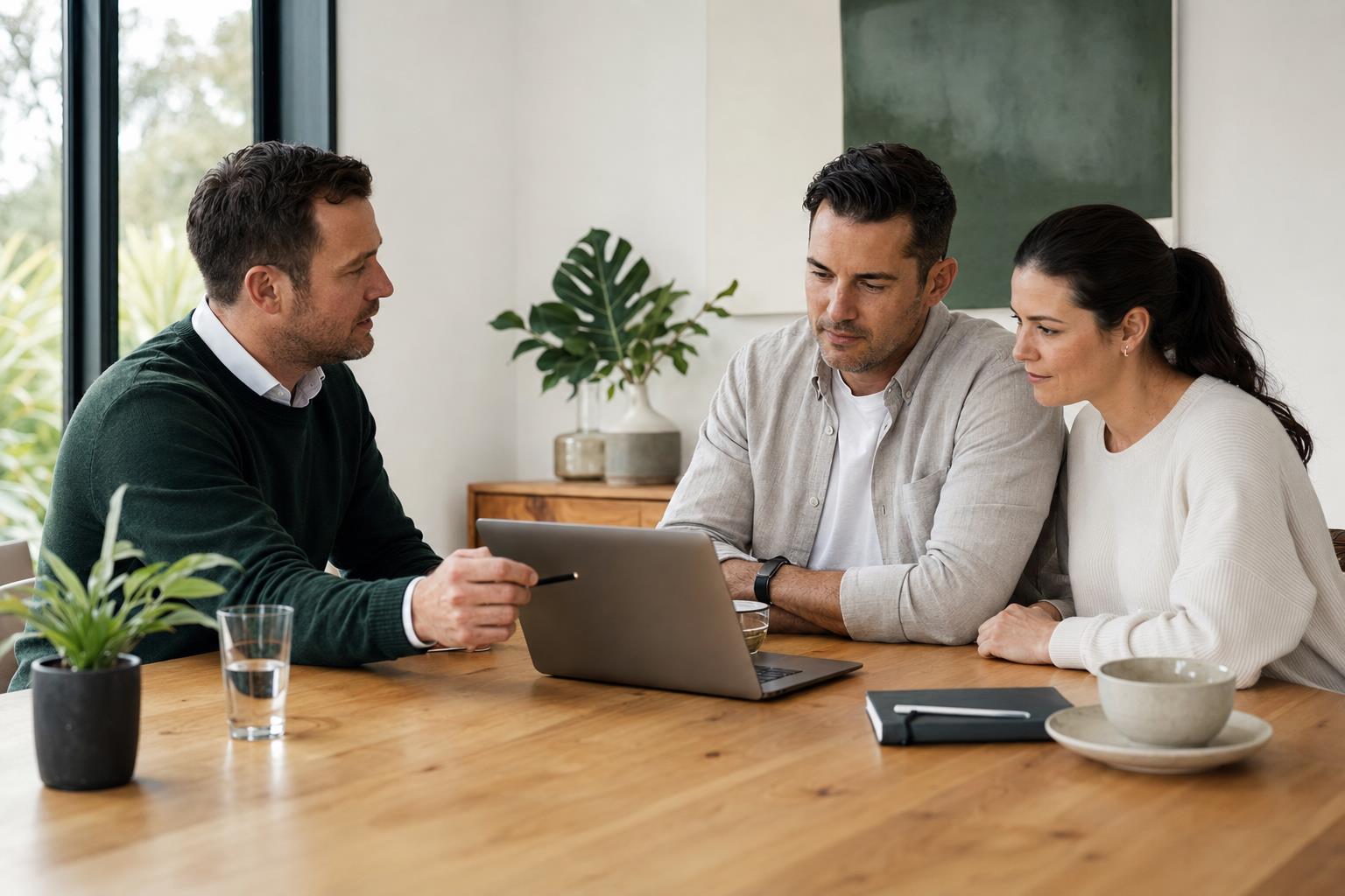 A New Zealand homeowner reviewing their mortgage paperwork at home